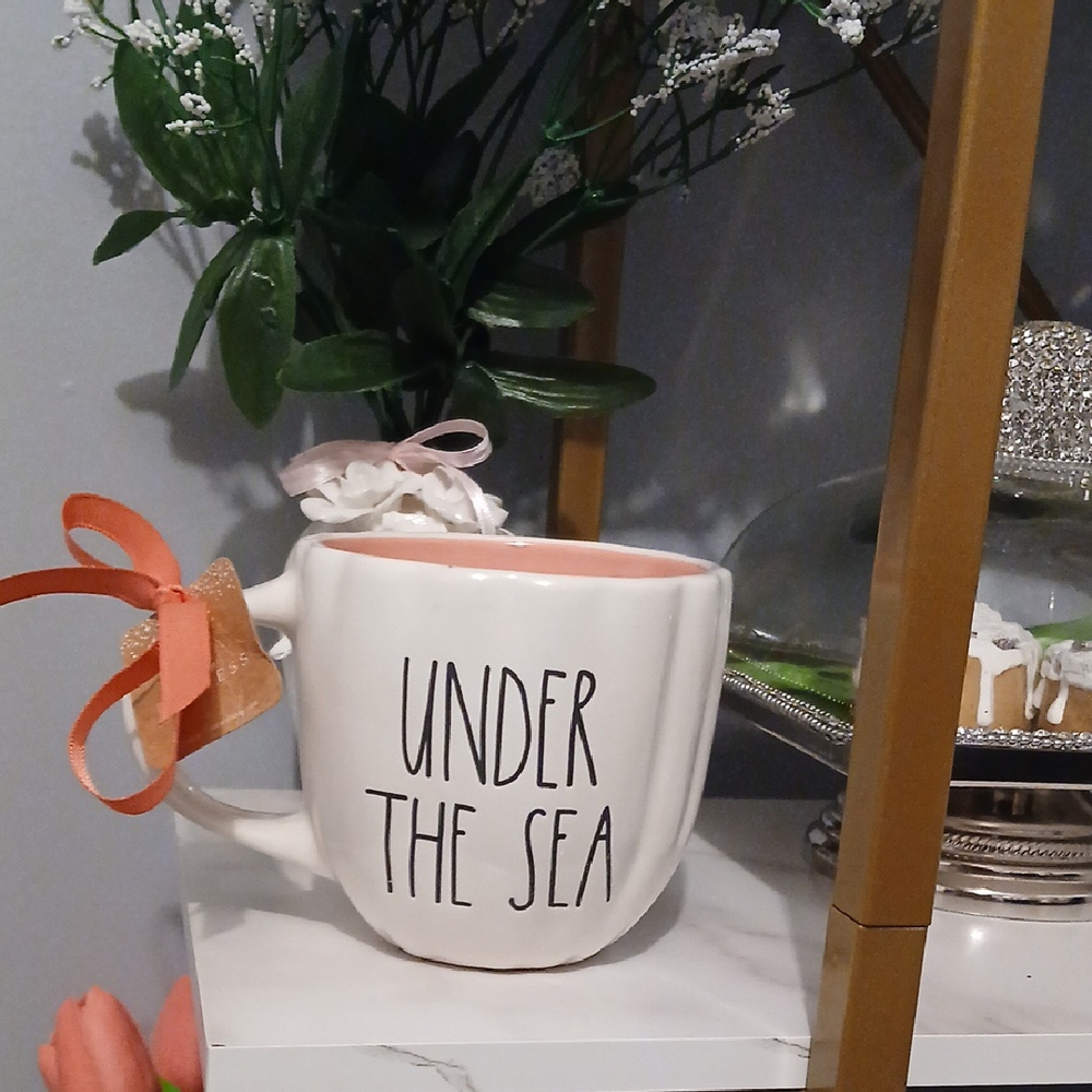 Rae Dunn Under the Sea Disney Ceramic Mug with Pink Interior - Picture 1 of 6